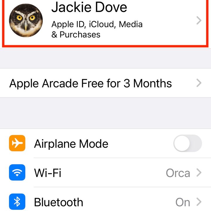 iPhone legacy settings page.