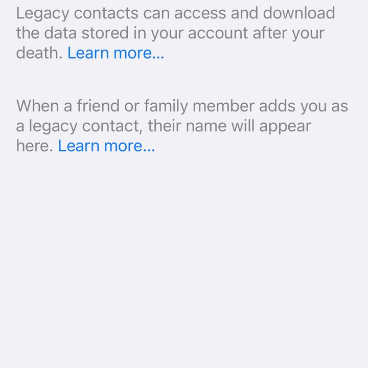 iPhone legacy contact option.