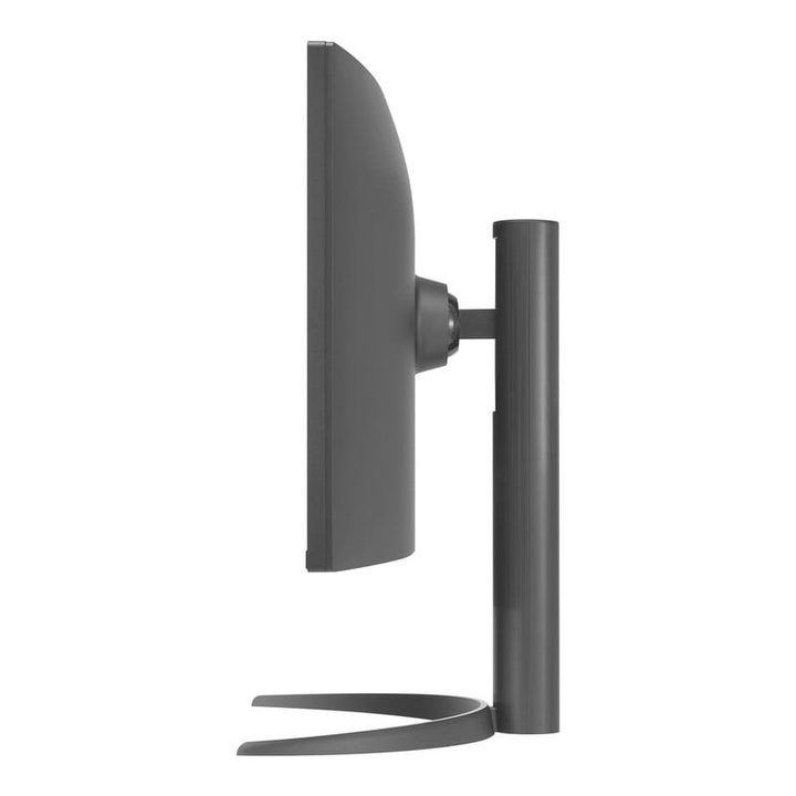 A side view of the LG 34BP65C ultrawide monitor and stand.