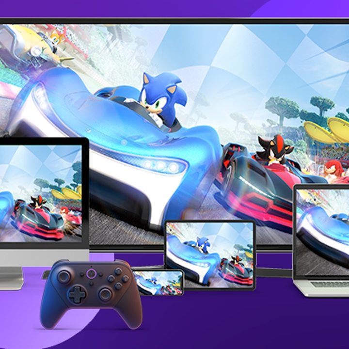 Team Sonic Racing being played on a variety of devices that support Amazon Luna.