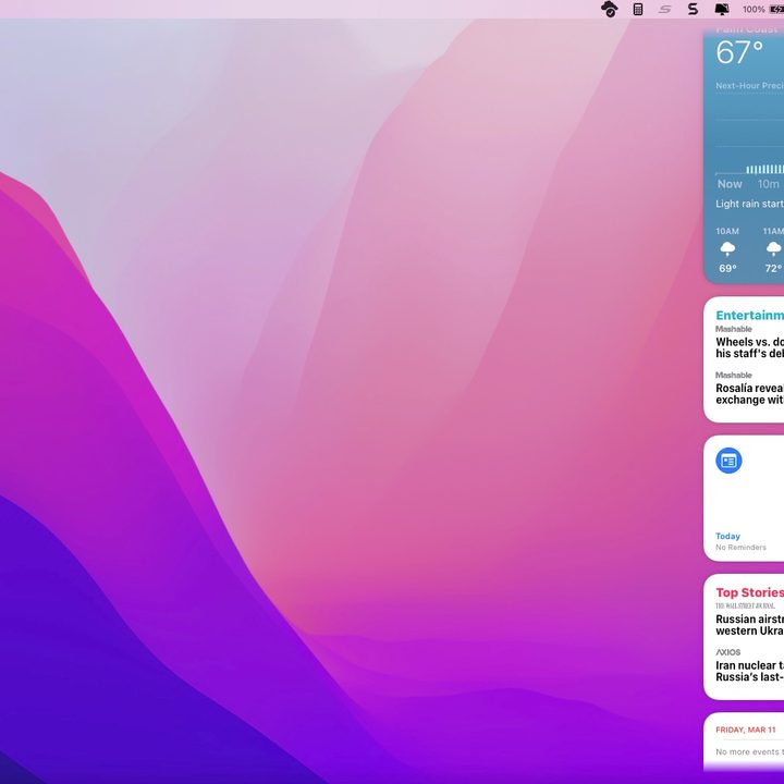 Widgets in the MacOS Monterey Notification Center.