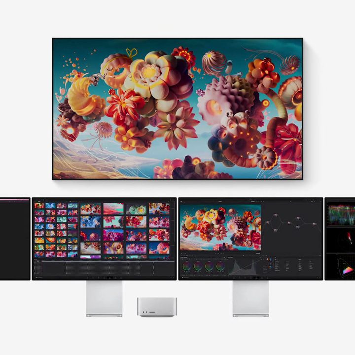 You can connect up to five displays to the Mac Studio.