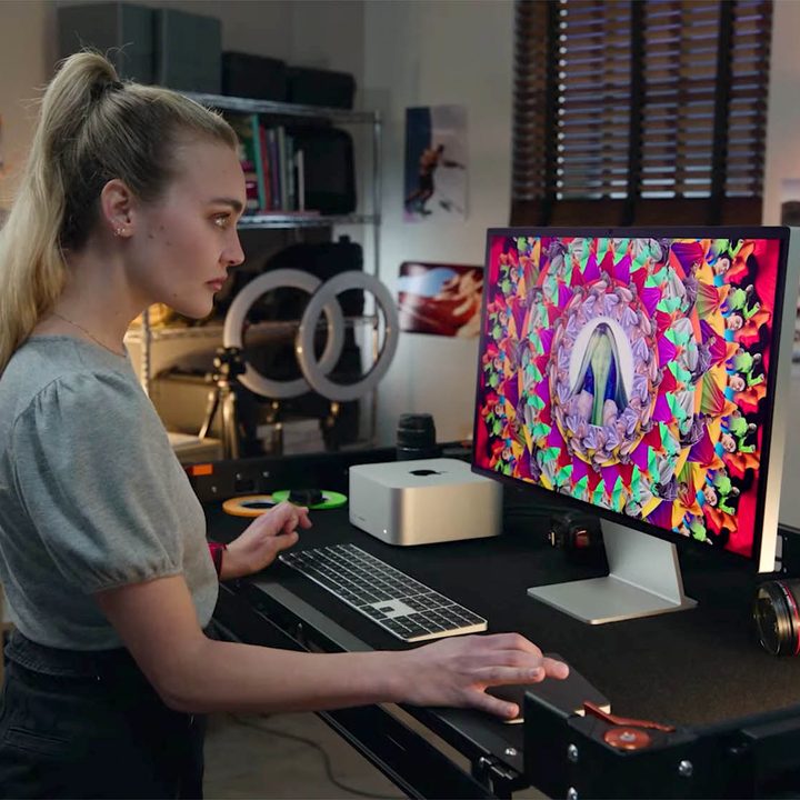 The Mac Studio and Studio Display at Apple's Peek Performance event.