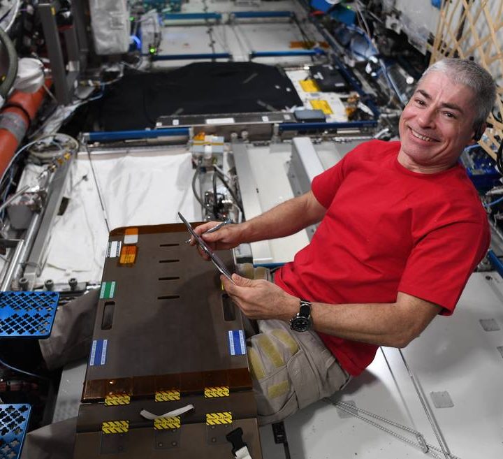 NASA astronaut Mark Vande Hei aboard the space station.