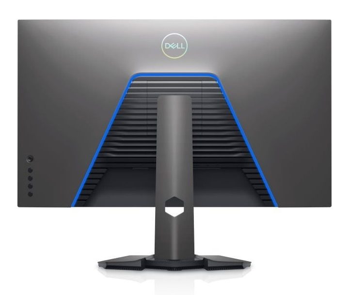 The back of the new Fast IPS Dell gaming monitor against a white background.
