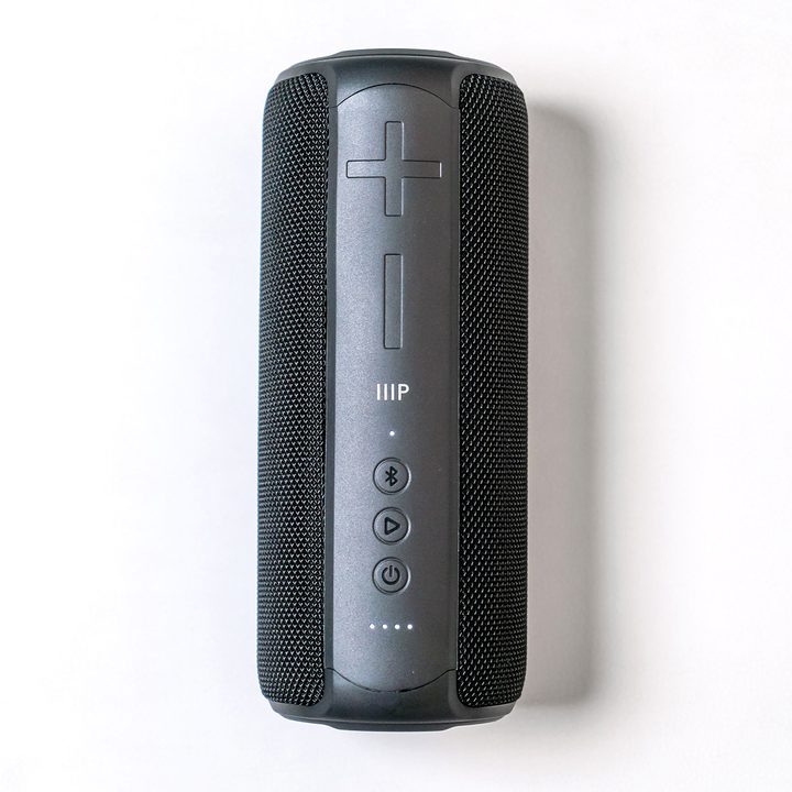 The front of the Monoprice Harmony Capsule 200, which features an array of buttons.