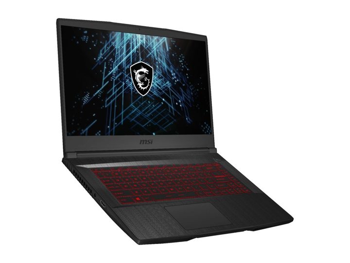 MSI GF65 Gaming laptop on white background.