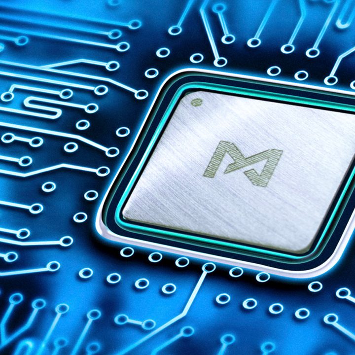Mythic Ai logo on a chip graphic.