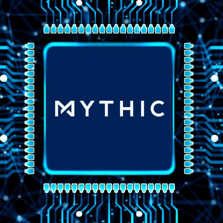 Mythic Ai logo on a chip graphic.