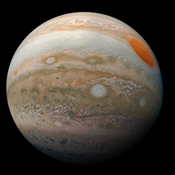 An image of the planet Jupiter.