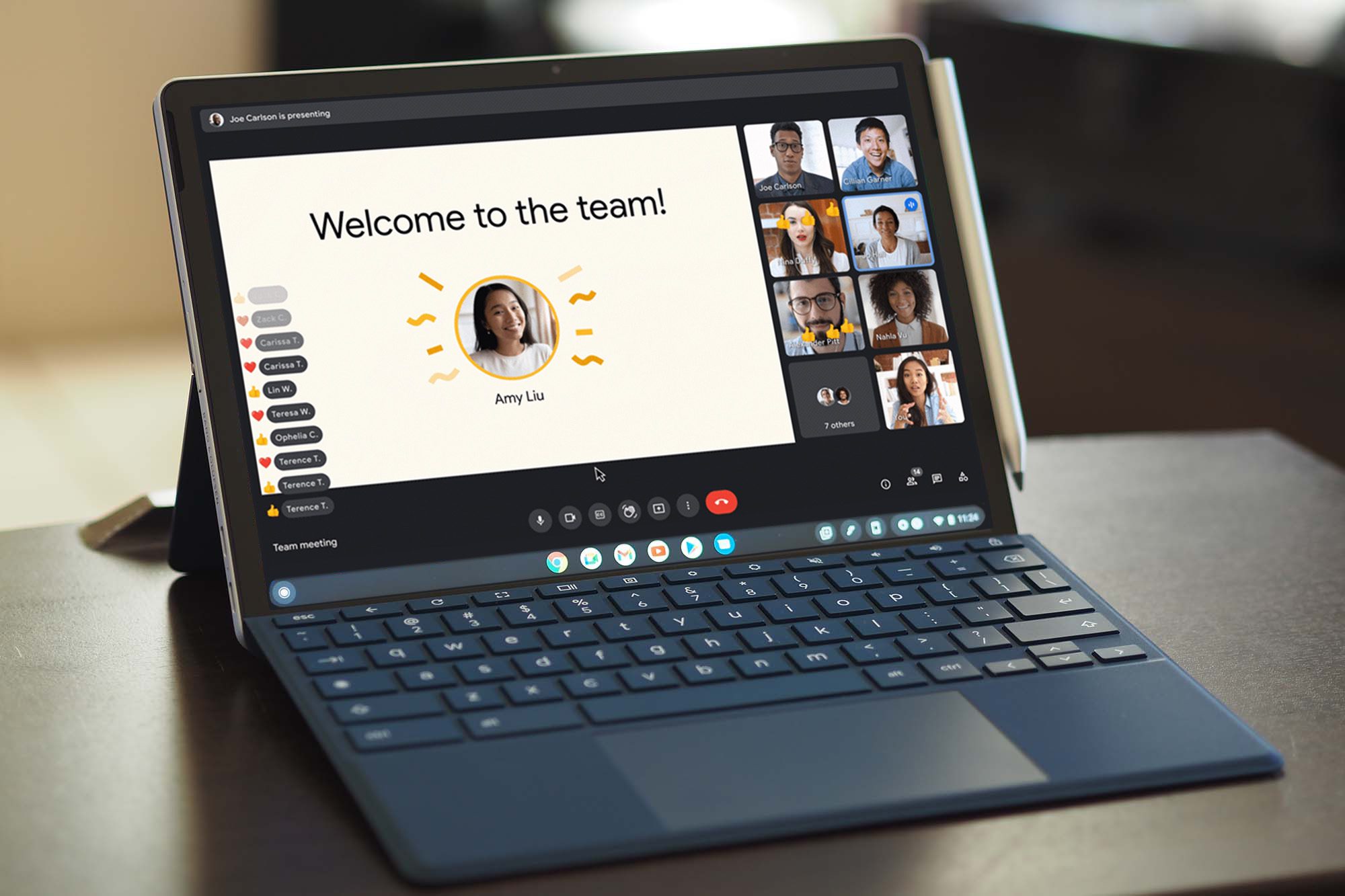 Google Meets on an HP Chromebook.
