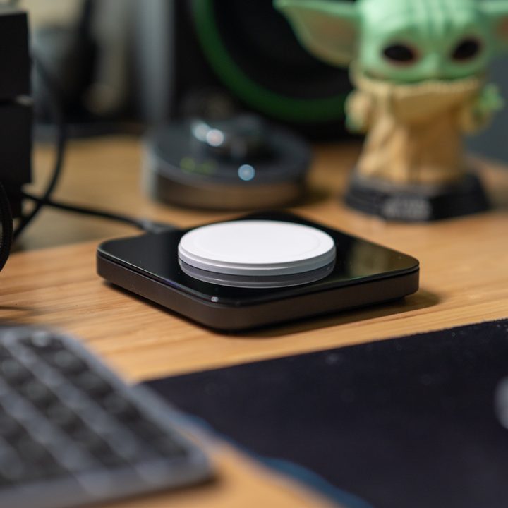 The Nomad Base One charger on a desk.