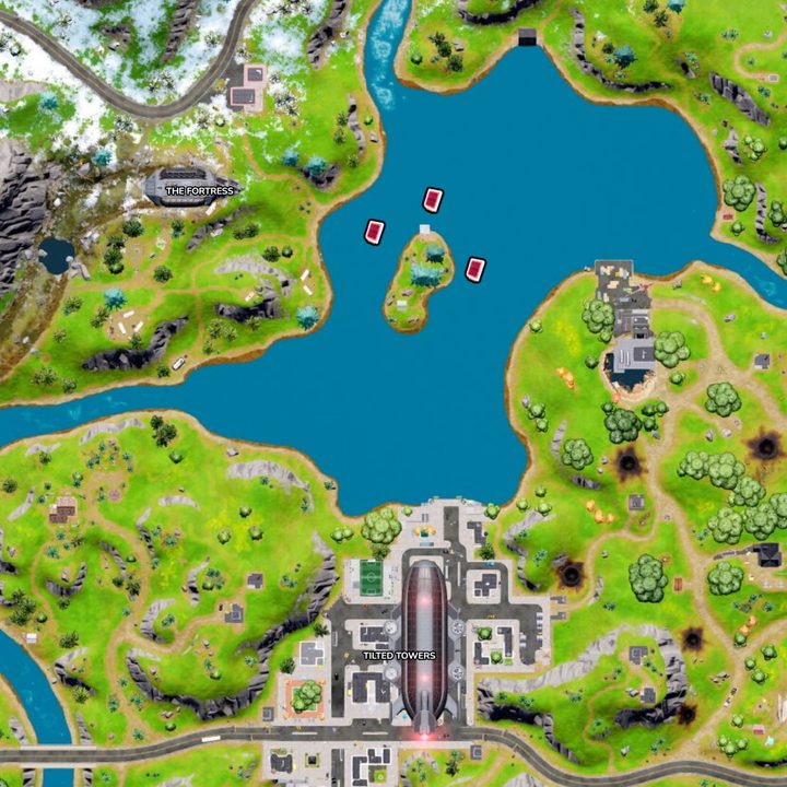 Map of Omni Chips at Loot Lake in Fortnite.