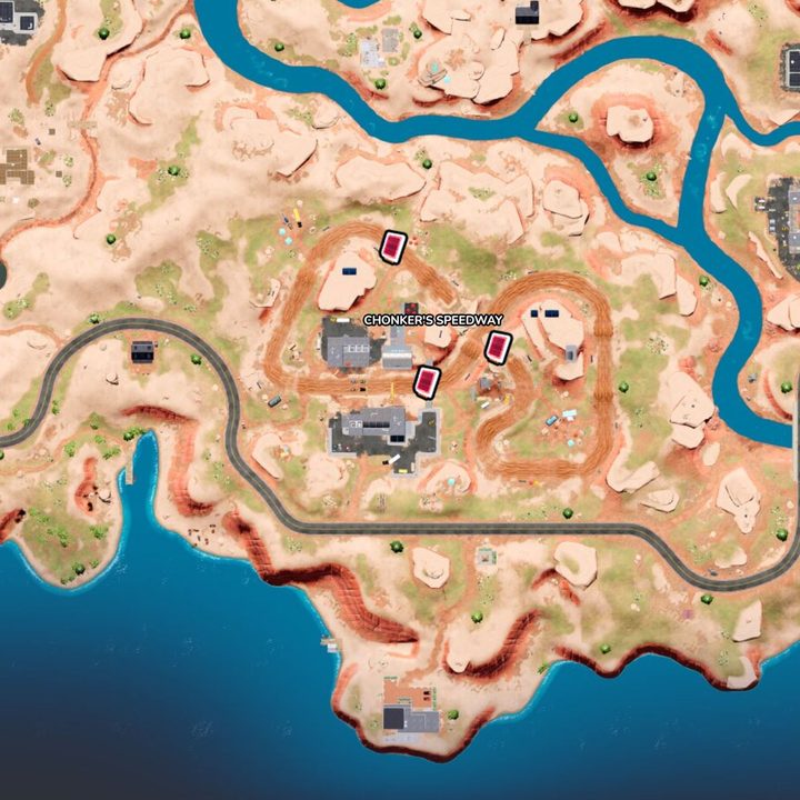 Map of Omni Chips at Chonker's Speedway in Fortnite.