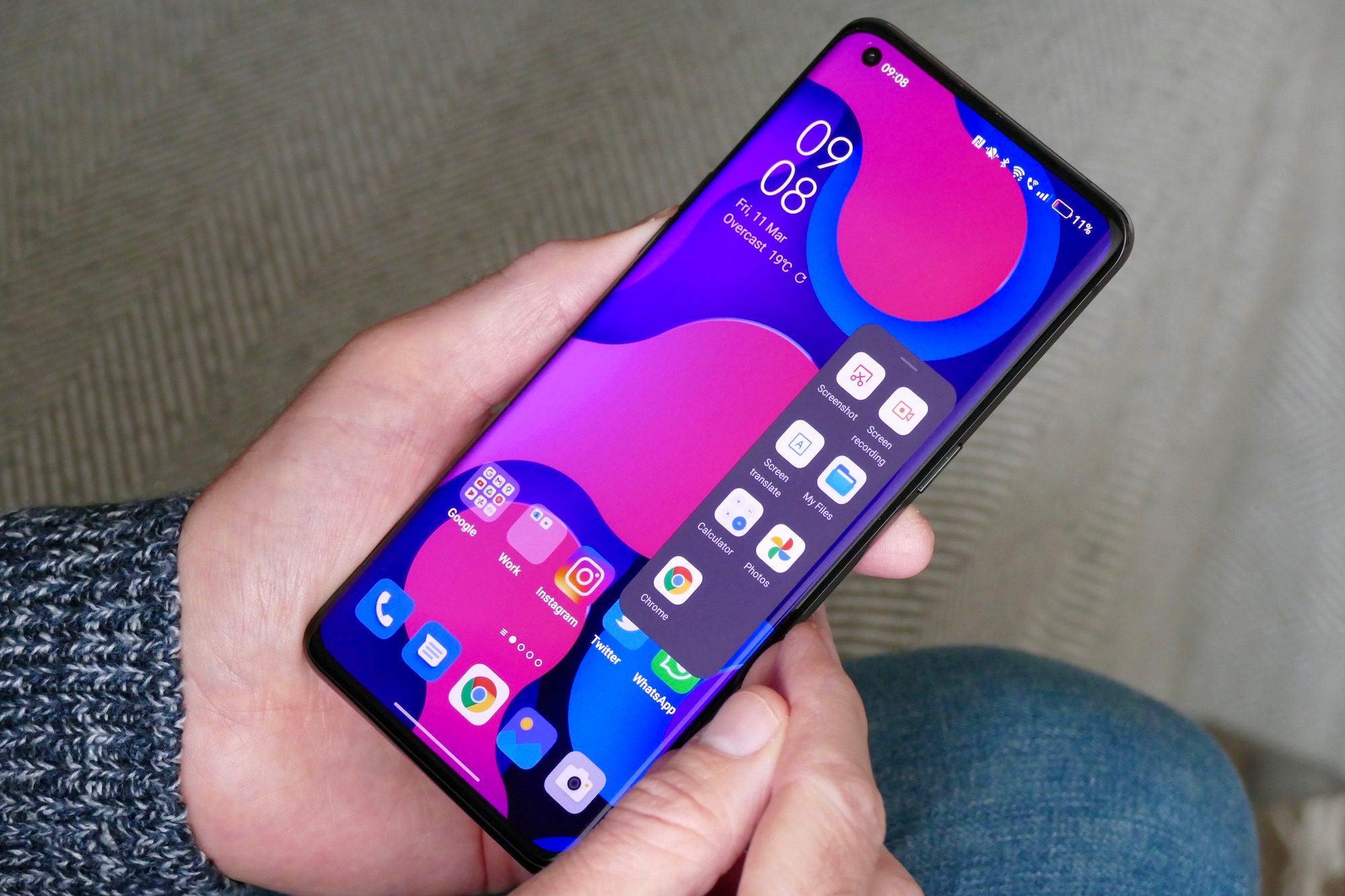Shortcut menu on the Oppo Find X5 Pro.