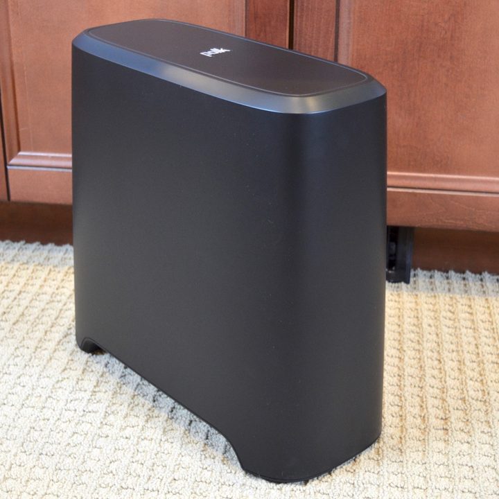 Angle view of the Polk MagniFi Mini AX's wireless subwoofer.