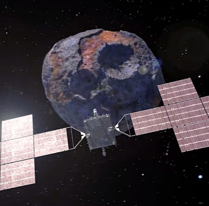 NASA's spacecraft approaching the Psyche asteroid.