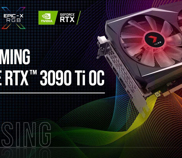 The PNY RTX 3090 Ti in a product ad.