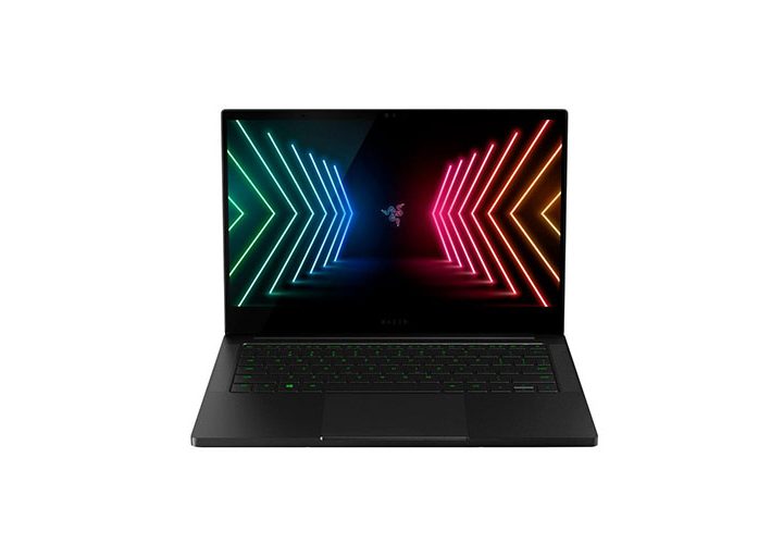 The RazerBlade 13 laptop displaying a vibrant desktop.