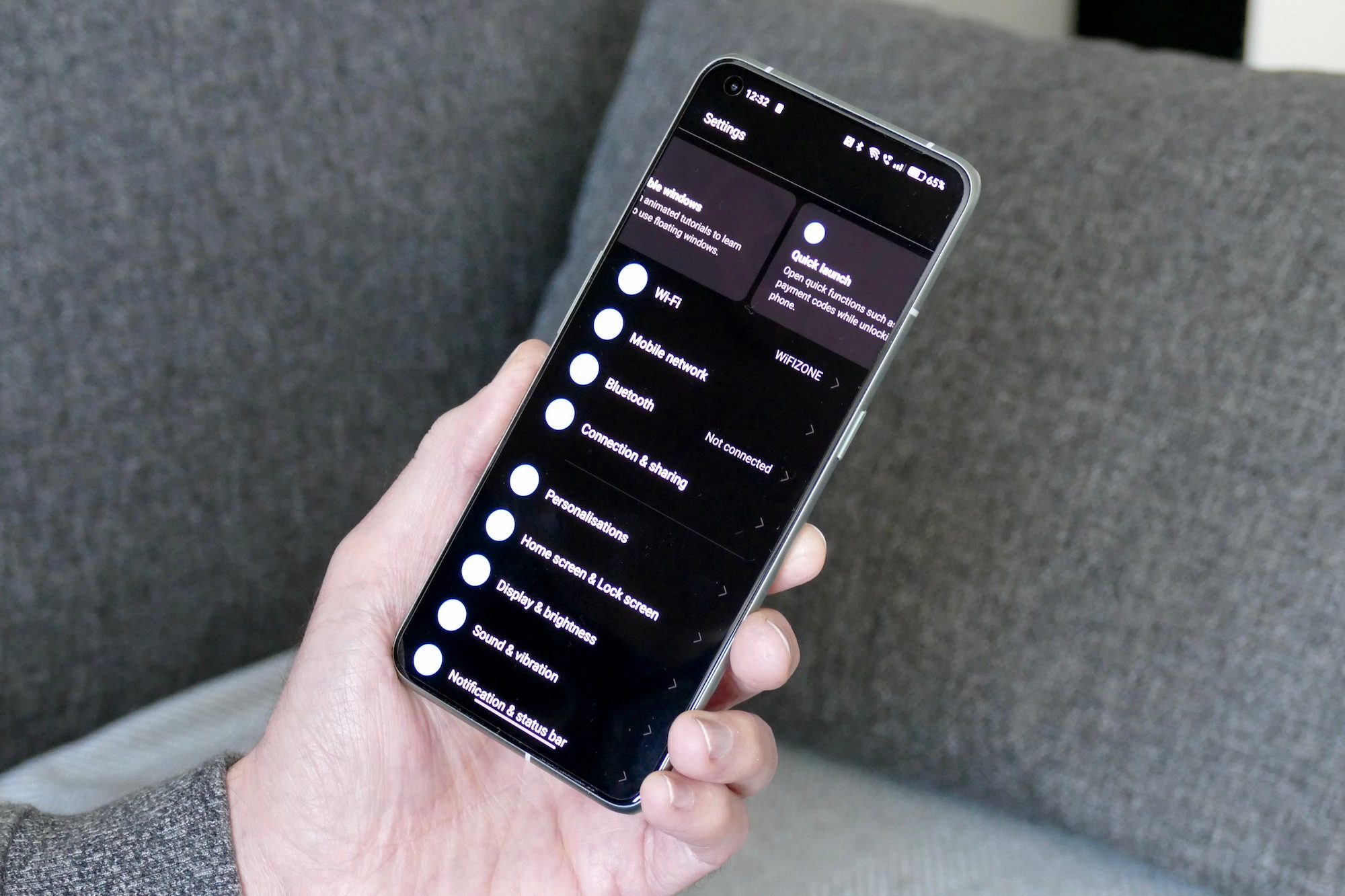 Realme GT 2 Pro Settings menu.