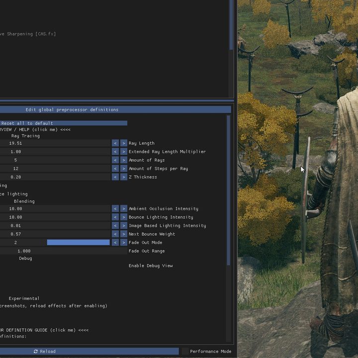 RTGI ReShade settings in Elden Ring.
