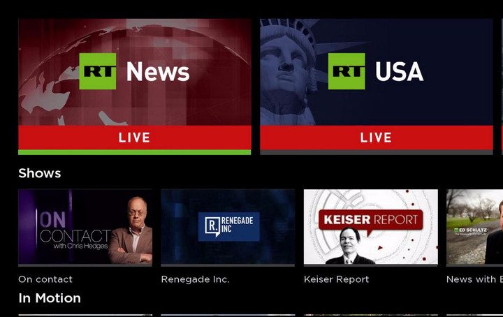 The RT America channel on Roku.