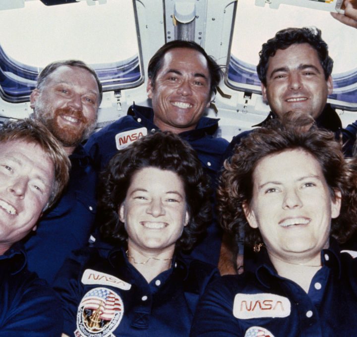 The crew of NASA's STS 41-G Challenger mission in 1984.