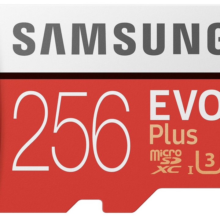 The 256GB version of the Samsung EVO Plus microSDXC memory card, with UHS Speed Class 3.