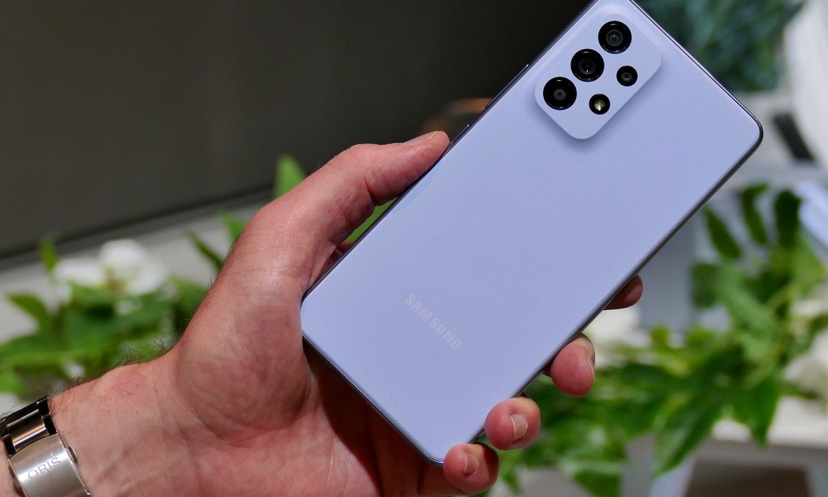 Samsung Galaxy A53 5G in blue.