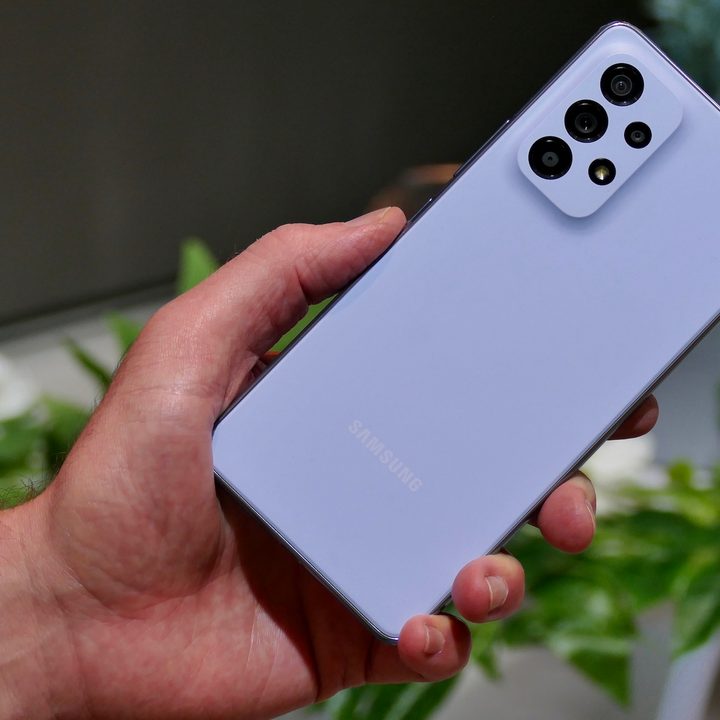 Samsung Galaxy A53 5G in blue.