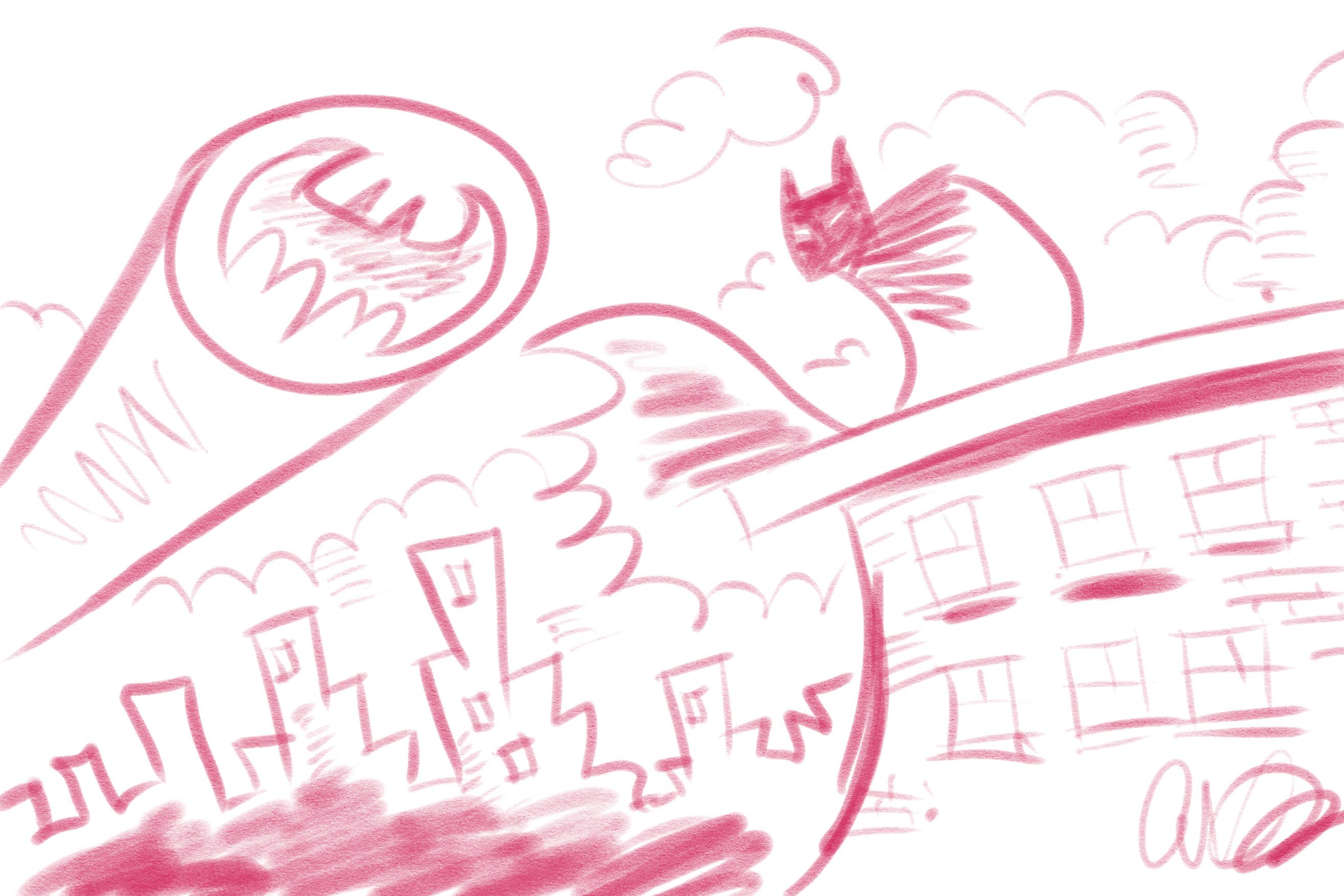Sketch of Gotham and Batman