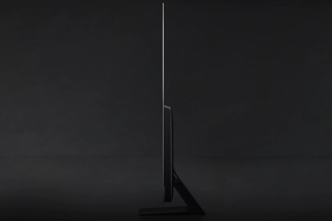 Side view of the Samsung OLED TV, showing its LaserSlim design.