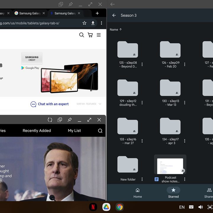 Multitasking on the Samsung Galaxy Tab S8 Plus.