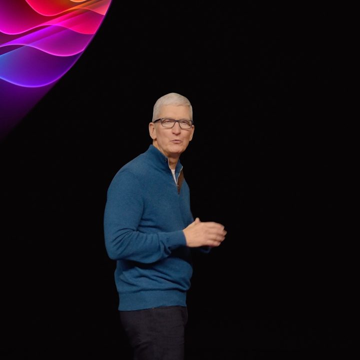 Apple CEO Tim Cook speaks at Apple's Peek Performance event.