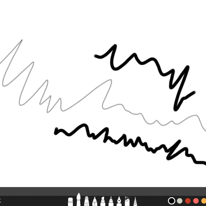 An screen shot of Sensel stylus and brush support showing squiggly lines to illustrate different levels of pressure.