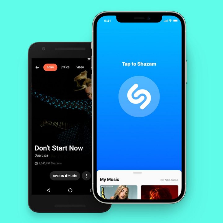 Shazam app for music identification.