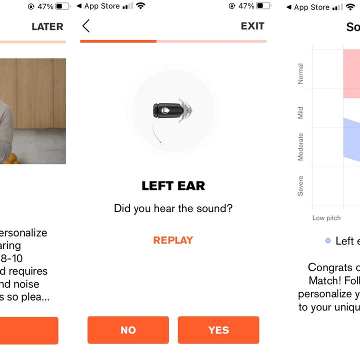 Instructions on how to use the Eargo app sound match test.