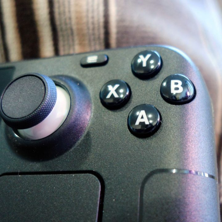 The Steam Deck's ABXY buttons shown up close.