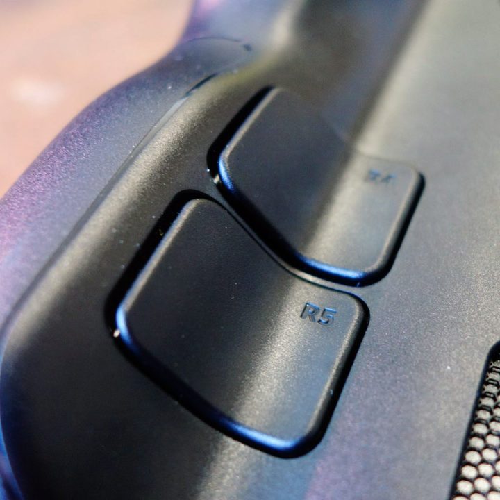 The back buttons on a Steam Deck shown up close.