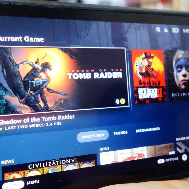 The Steam Deck's UI appears on screen.