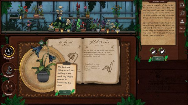 A table filled with papers in Strange Horticulture.