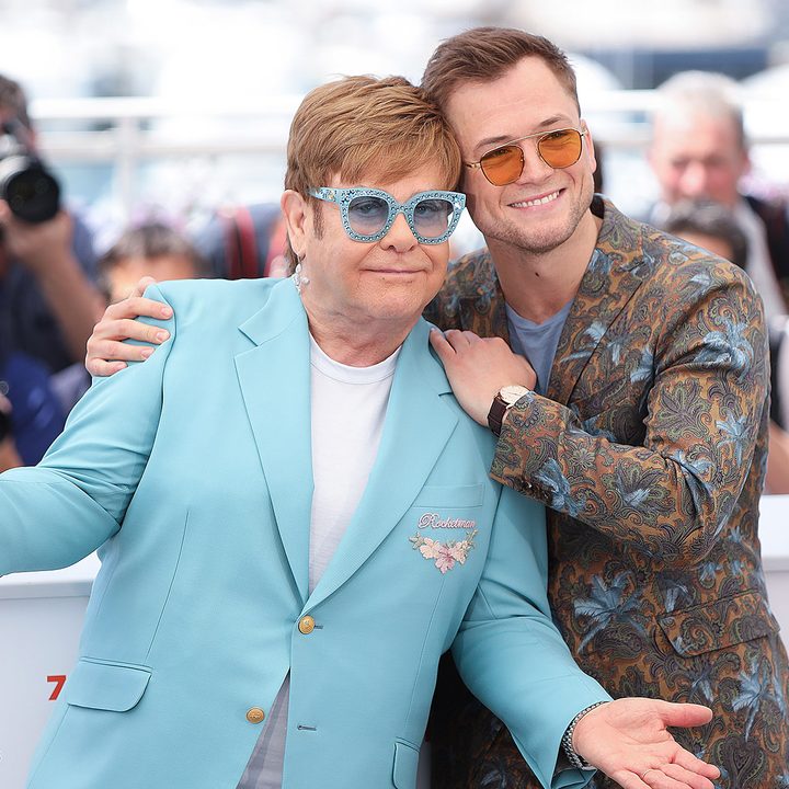 Elton John and Taron Egerton attend the photocall for "Rocketman" during the 72nd annual Cannes Film Festival.