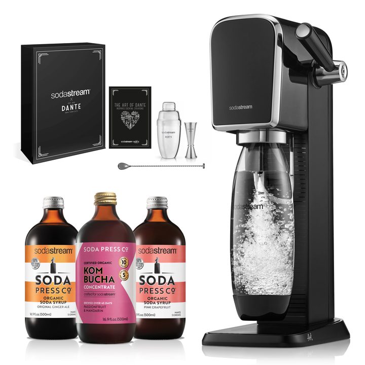 The SodaStream X Bundle laid out with all components against a white background.