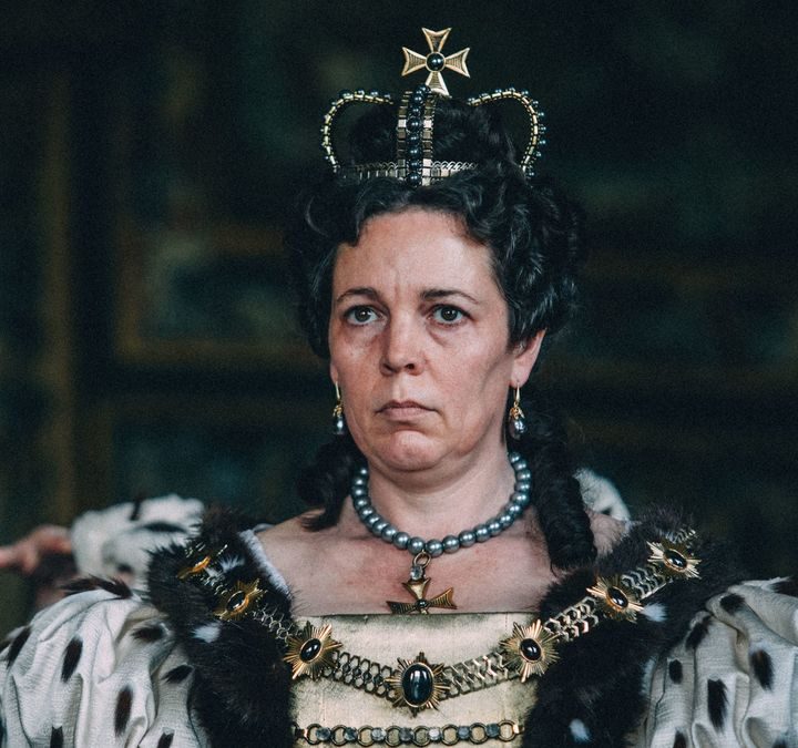 Queen Anne looking serious in The Favourite.