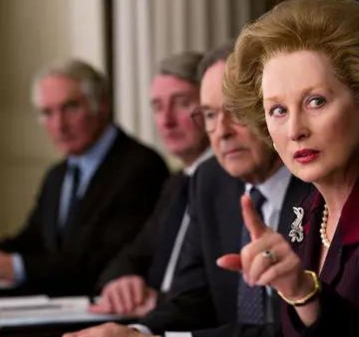 Margaret Thatcher with her cabinet in The Iron Lady