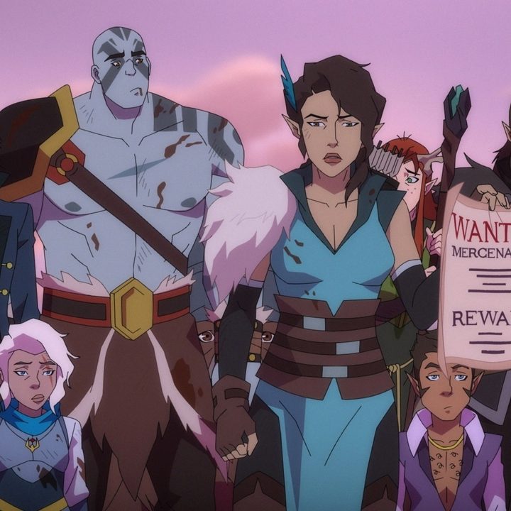 The main cast of The Legend of Vox Machina answering a wanted ad for mercenaries.