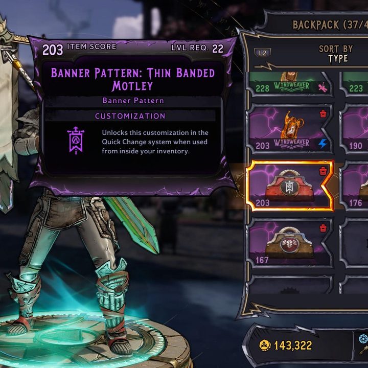 A player clears the clutter from their inventory in Tiny Tina's Wonderlands.