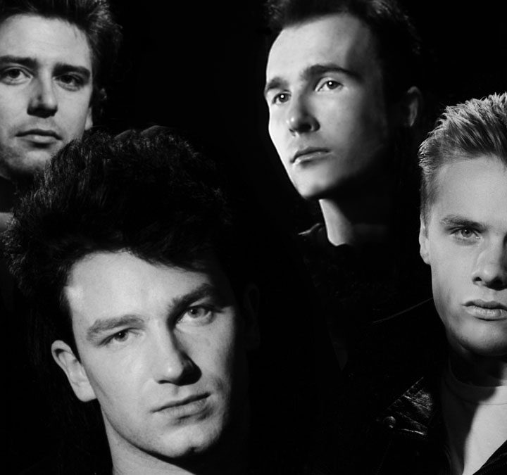 The members of U2 during the 1980s.