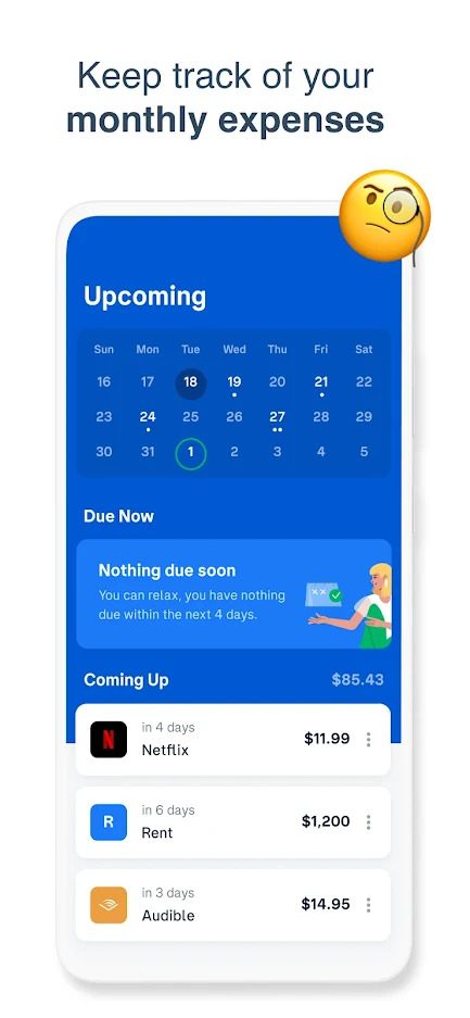 Truebill Budget & Bill Tracker monthly expenses tracker.