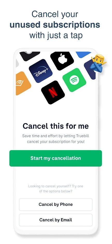 Truebill Budget & Bill Tracker cancel subscriptions.